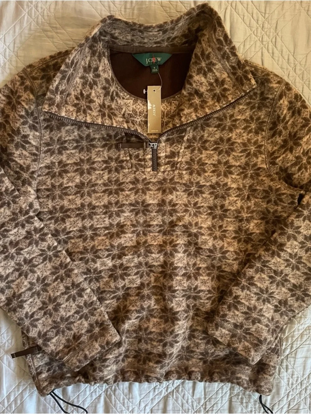J. CREW Wool-blend sherpa fleece quarter-zip pullover Size S‎ NWT $298 CO180